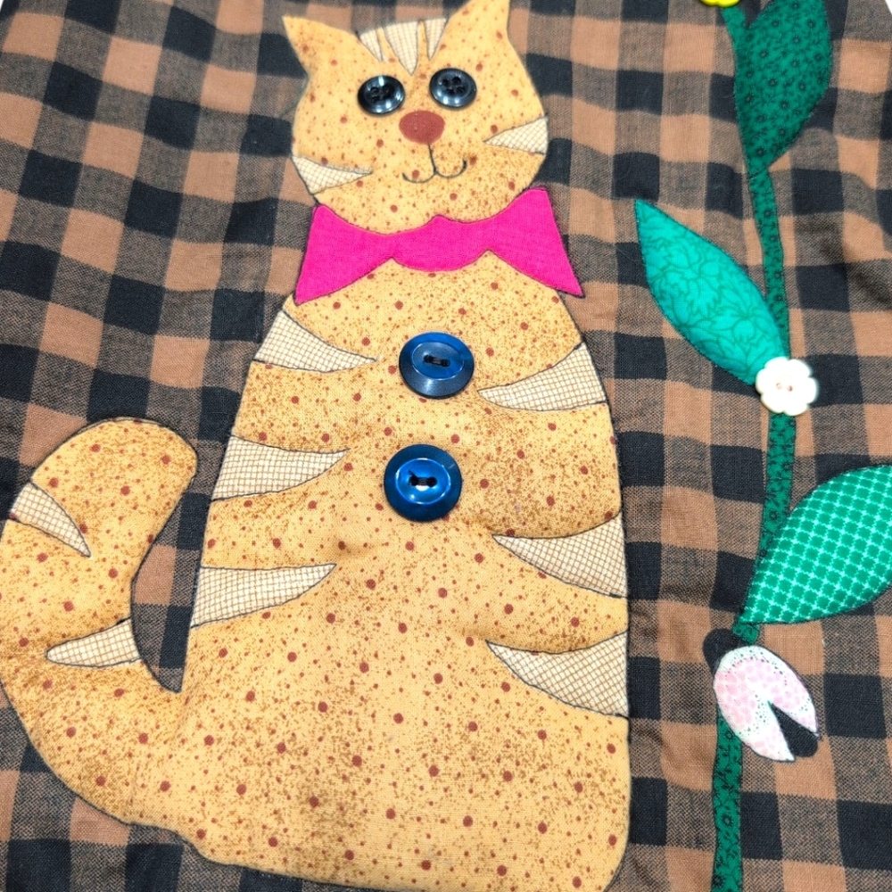 Vintage Quirky Patchwork Vest with Cat and Floral Design - Picture 6 of 11